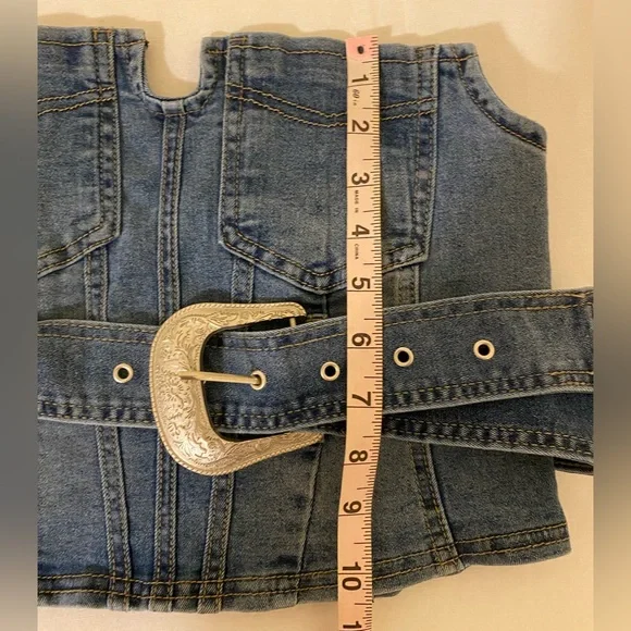 Fashion Nova-Buckle Bunny Denim Corset Top - Medium - Picture 7 of 9